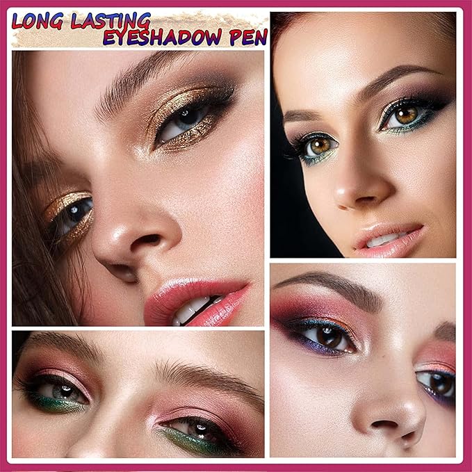 Eyeshadow Stick Makeup, Highlighter Matte Cream Eye Shadow Pencil, Waterproof Hypoallergenic Long Lasting Crayon, Glitter Primer Palette Shimmer Eyeliner Pen wiht Soft Brush, Black