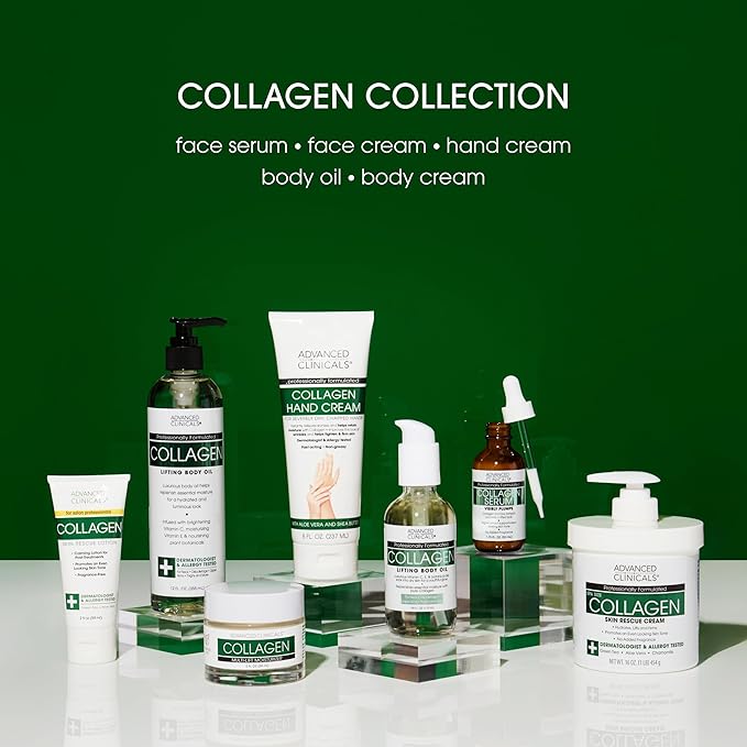 Advanced Clinicals Collagen Serum For Face | Visible Anti Aging Collagen Peptide Serum + Hyaluronic Acid Moisturizer Improves Look Of Wrinkles, Dry Skin, & Fine Lines, No added Fragrance, 2-Pack