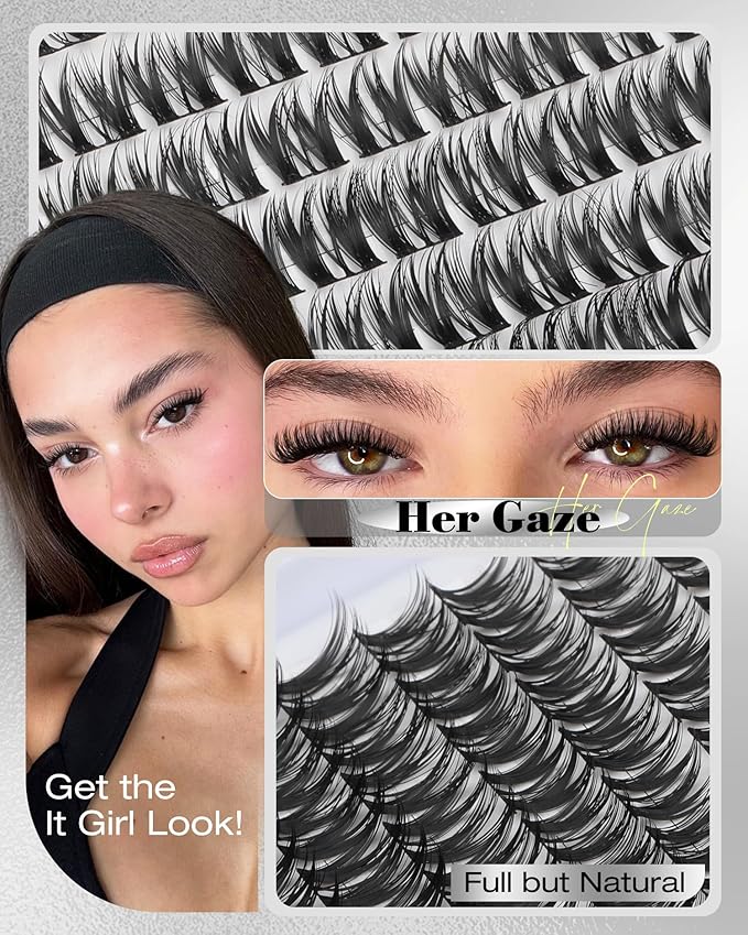 Flaunt Cluster Lashes Short 8-14MM Eyelash Clusters Wispy Lash Clusters Ultra-Dense Cluster Eyelash Extensions CD-Curly Wet Look Individual Lashes 110PCS Natural Clusters