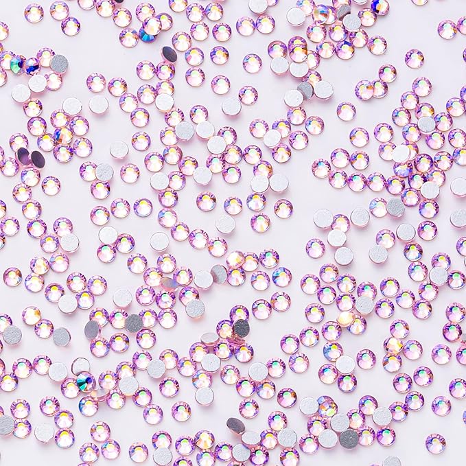 1440Pcs Pink AB Crystal Rhinestones,Glass Flatback Rhinestones Mini Gemstones for Nail Face Makeup Art Crafts Clothes Decoration -(SS8,2.4mm,Pink AB