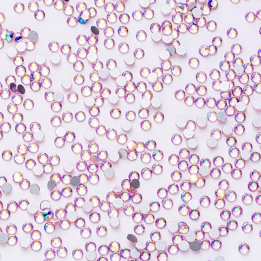 1440Pcs Pink AB Crystal Rhinestones,Glass Flatback Rhinestones Mini Gemstones for Nail Face Makeup Art Crafts Clothes Decoration -(SS8,2.4mm,Pink AB