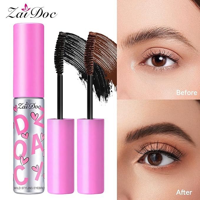 2 Packs Eyebrow Gel, Buildable, Creates Full, Voluminous-Looking Brows, Locks Hairs In Place, 24hrs for Soft Full Brows, 5g (01# 02#)