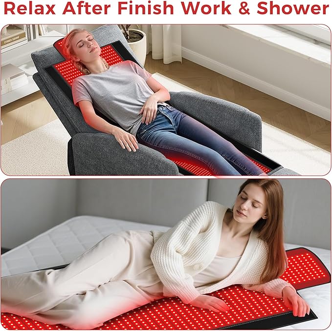 Full Body Red Light Therapy Blanket - Large Size Dual Wavelength LED Beads 660 & 850nm Infrared & Red Light Therapy Mat for Full Body Relax, Bitrhday Christmas Gifts for Dad Mom Women Her Wife Grandma