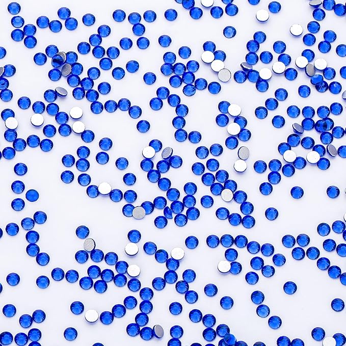 3000Pcs Royal Blue Crystal Rhinestones,Glass Flatback Rhinestones Mini Gemstones for Nail Face Makeup Art Crafts Clothes Decoration -(SS8,2.4mm,Royal Blue)