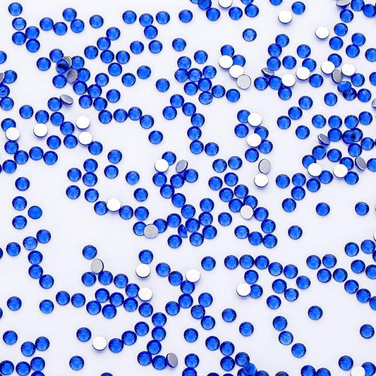 3000Pcs Royal Blue Crystal Rhinestones,Glass Flatback Rhinestones Mini Gemstones for Nail Face Makeup Art Crafts Clothes Decoration -(SS8,2.4mm,Royal Blue)