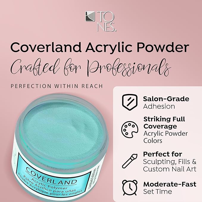 Tones Coverland Acrylic Nail Powder "Isla Bonita" - Limited Edition Acrylic Powder for Nail Design, Sculpting, and Masking Nail Bed Imperfections - (1.5 Oz)