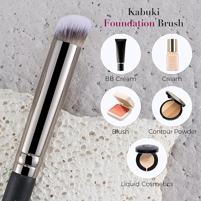 ENERGY Under Eye Concealer Brush Mini Flat Angled Kabuki Foundation Brush with Synthetic Bristles for Concealing Blending Setting Buffing with Powder Liquid Cream Cosmetics Vegan Makeup Brushes