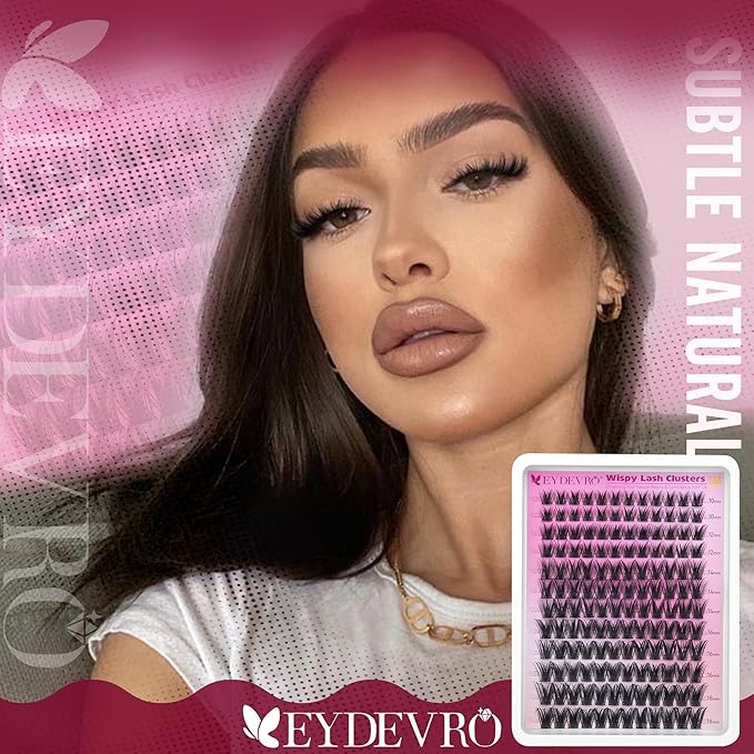 EYDEVRO Wispy Lash Clusters Natural Eyelash Clusters 10-18mm Cluster Eyelash Extensions Individual Lashes Waterproof Reusable Lash Clusters DIY Lash Extensions at Home