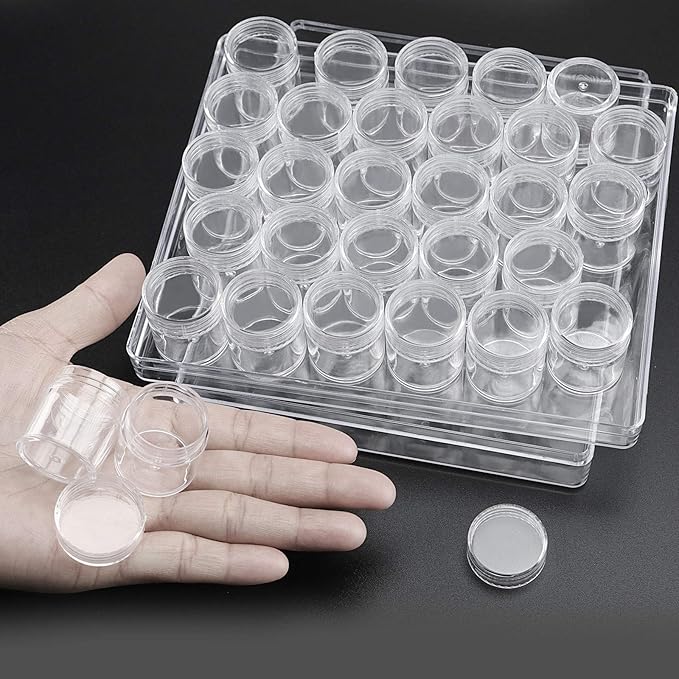 ZOENHOU 3 Pack 30 Jars Diamond Painting Storage Containers, Embroidery Diamond Storage Box Beads Organizer Case with Lid Clear Nail Art Accessories with 2 PCS Label Stickers for Jewelry DIY