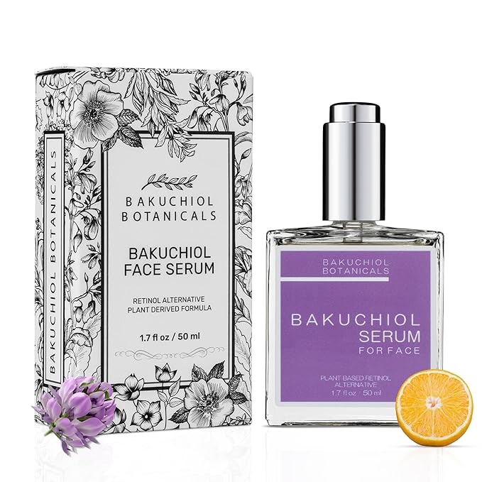 Bakuchiol Botanicals Facial Serum - Natures Plant-Based Retinol - Evens Tone & Complexion - Repairs Acne & Sun Damage - Boost Collagen Production - Smooth Skin - Elasticity - Calms Iritation - 1.7oz