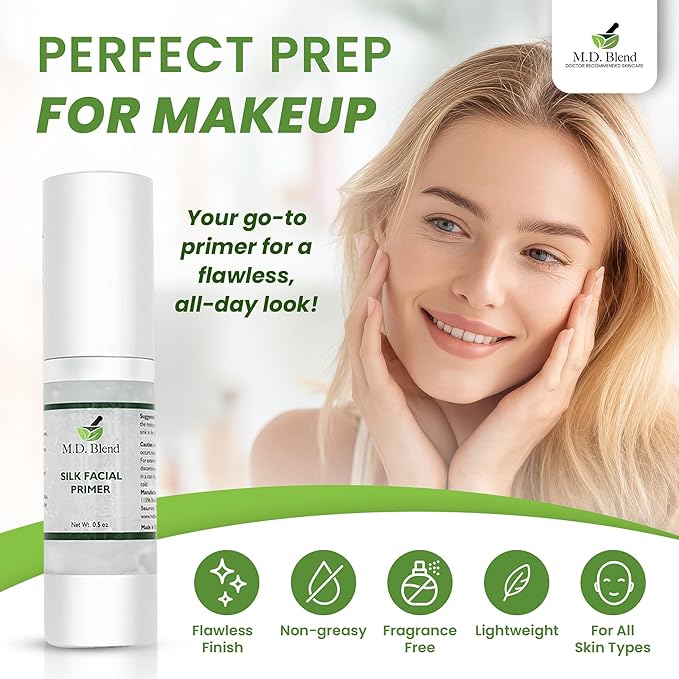 M.D. Blend Facial Pore Primer for Face before Makeup - Hydrating, Wrinkle Filling, Blurring Primer for oily & Mature Skin, Supports Korean Makeup, (1.95 fl oz/58ml)