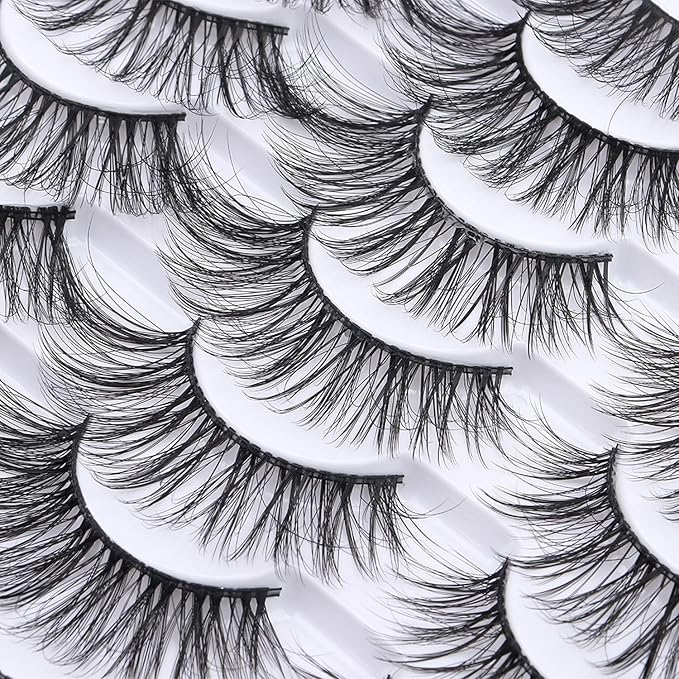 False Eyelashes 20 Pairs Wispy Lashes Faux Mink Lashes 14mm 3D Fluffy Cat Eye Lashes （style 20-065)