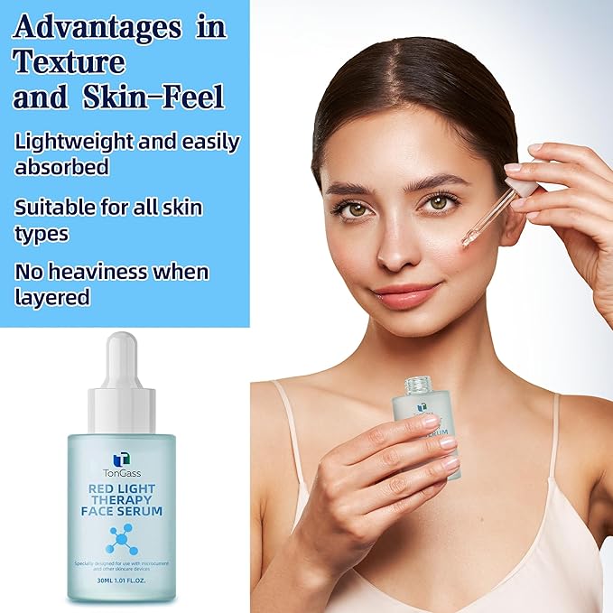 TonGass Hydrating Facial Serum for Face & Neck – Lightweight Absorbing Gel for Daily Moisture – Compatible with LED & Microcurrent Facial Tools – Smooth Skin Texture Enhancer
