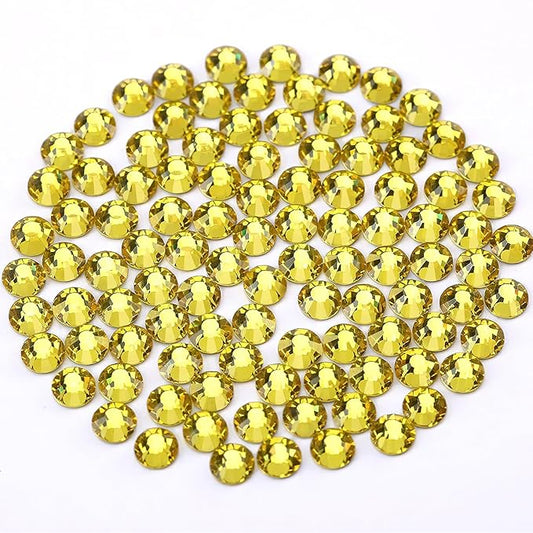 Novani Lemon Yellow Rhinestones 3000Pcs Flatback Crystal Round Loose Gemstones Glass Rhinestones for Crafts Makeup Nail Art Clothes Shoes DIY Decorations(SS10, 2.7-2.9mm)
