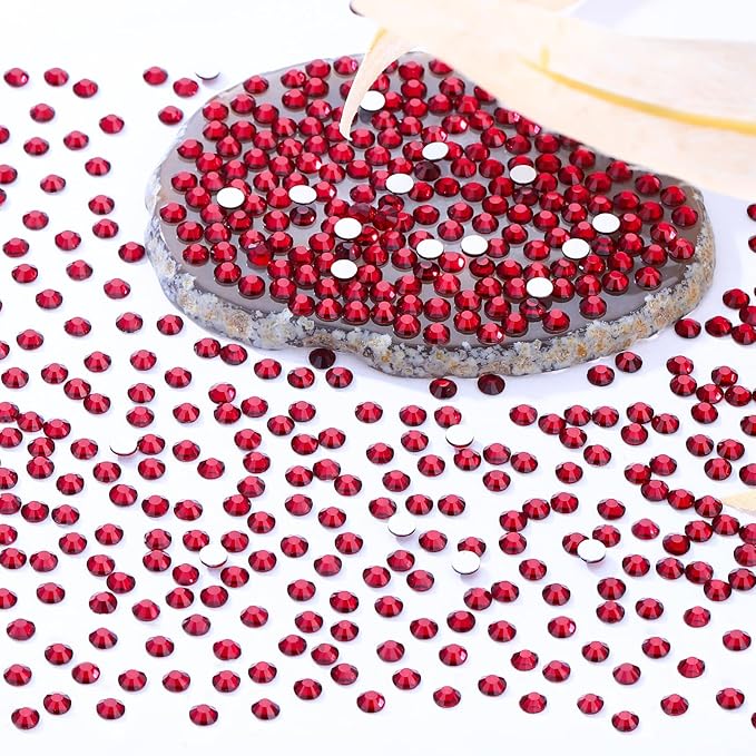 Meibite Siam Flatback Rhinestones, Glass Rhinestones for Nail Art and Craft, Glue Fix, Loose Crystal Gemstones(Siam, SS4, 2880pcs, 1.5-1.7mm)
