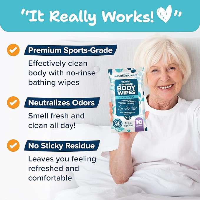 Body Wipes for Adults Bathing No Rinse 200pc XL - Ultra Thick Shower Travel Wipes for Personal Cleansing & Hygiene Essentials, Elderly Care, Incontinence Disposable Washcloths for Women Men