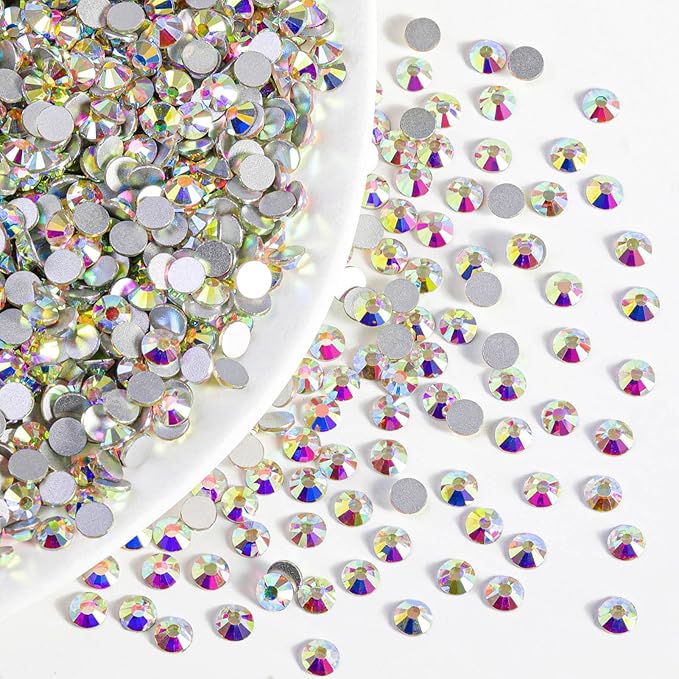 Beadsland Flatback Rhinestones Bulk,2880pcs Crystal AB Rhinestones for Nails Crafts Clothes DIY Decoration, Crystal AB, SS30, 6.3-6.5mm