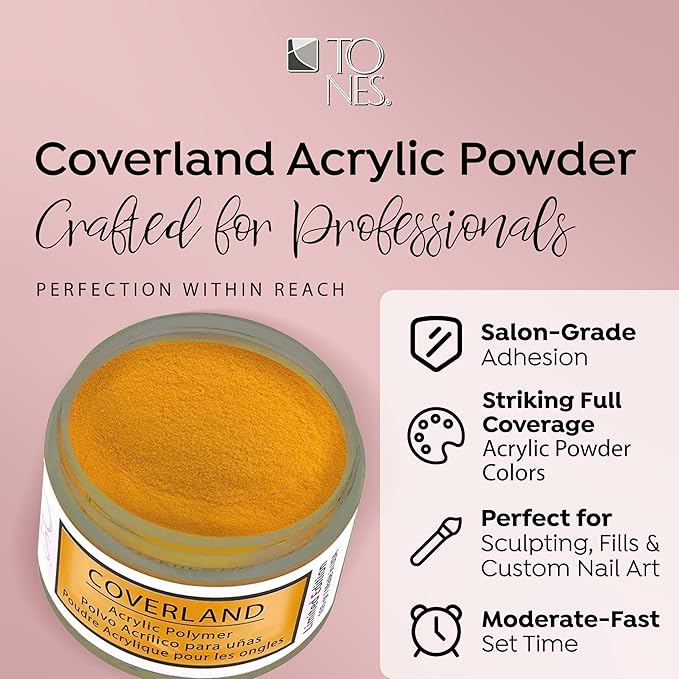 Tones Coverland Acrylic Nail Powder "Autumn Glow" - Limited Edition Acrylic Powder for Nail Design, Sculpting, and Masking Nail Bed Imperfections - Professional Acrylic Nail Supplies - (1.5 Oz)