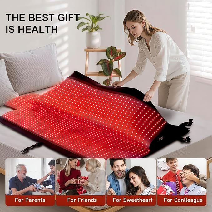 2026 Upgraded Dual Wavelength LED Beads 660nm&850nm Red Light Therapy Blanket Full Body, Used to Face and Body Pain Relief Skin Health Personal Care, 75" x 35'' (Black)