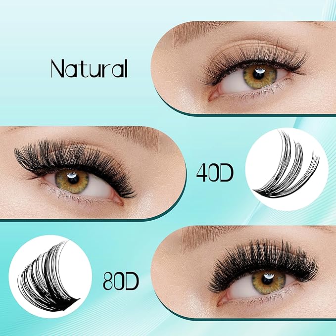 GEMERRY Lash Extension Kit DIY 280pcs Lash Clusters Kit Eyelash Extension Kit D Curl Individual Lashes Kit with Lash Bond and Seal Lash Tweezers for Self Use（40P+50P-10-18mm)