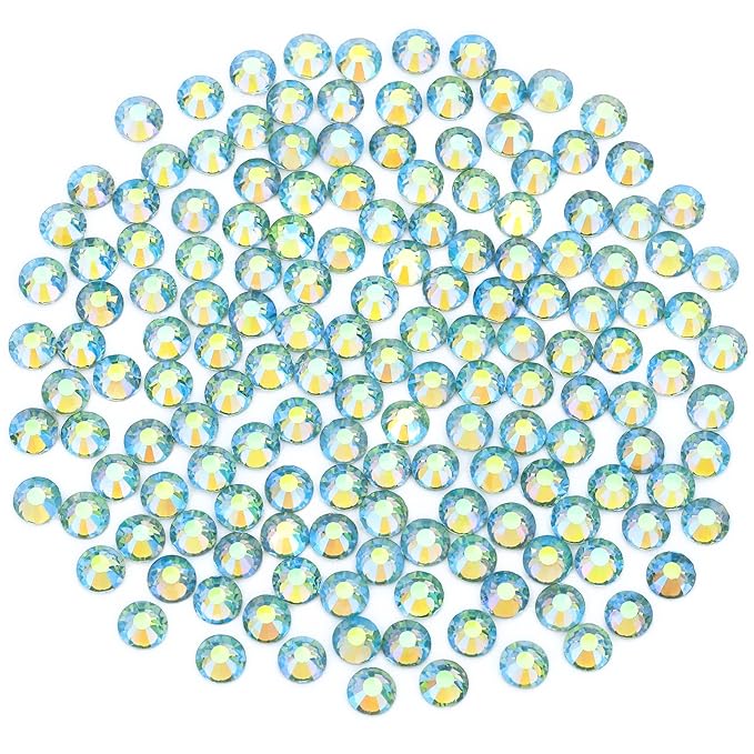 Light Green AB Rhinestones Crystals Rhinestone for Crafts Glass Flatback Nail Gems and Rhinestones for Nails Art Makeup Bags Shoes Decoration DIY(SS12,1440pcs,Light Green AB)