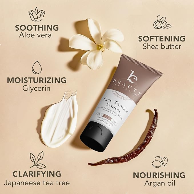 Face Tanner - USA Made with Natural & Organic Ingredients, Gradual Facial Self Tanner Lotion for Natural-Looking Fake Tan & Streak-Free Natural Glow