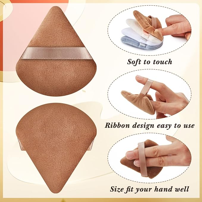Skylety 120 Pieces Powder Puff Soft Triangle Makeup Puff Sponge Beauty Puff for Loose Powder Cosmetic Foundation Blender Dry Contouring Tools Women Thanksgiving Christmas Gift, 5 Colors (Dark Color)