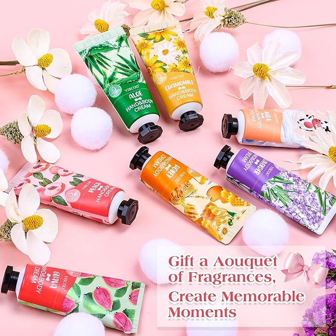 7 Pack Hand Cream Gifts Set for Women, Valentines Day Gifts for Her, Birthday Gifts for Women,Teacher Nurse Appreciation, Mini Moisturizing Hand Lotion Travel Size in Bulk for Dry Cracked Hands