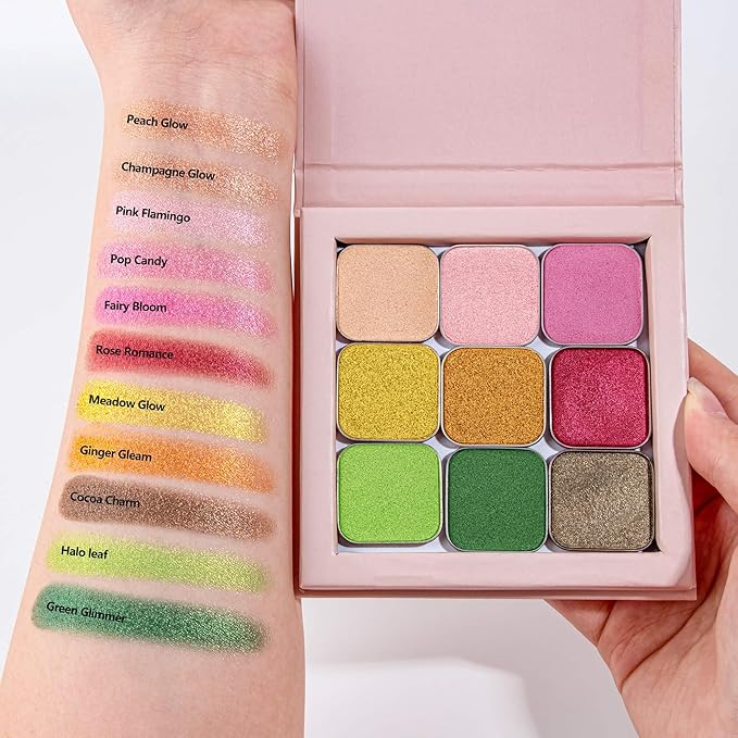 Shimmer Single Eyeshadow Fresh Light Green with Soft Glow Finish, Blendable Powder, Magnetic Pan for Custom Magnetic Makeup Palette (Halo Leaf)