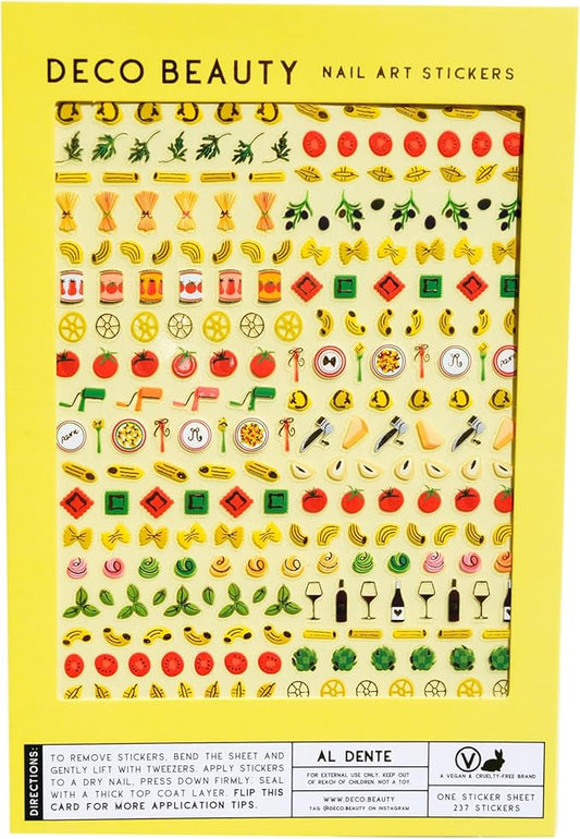 Deco Beauty Al Dente -Super Thin & Easy-to-Apply Nail Art with The Cutest Designs-Durable & Long-Lasting Nail Art Stickers and Decals for Women, for DIY at-Home Manicures & Salon-Quality Nails
