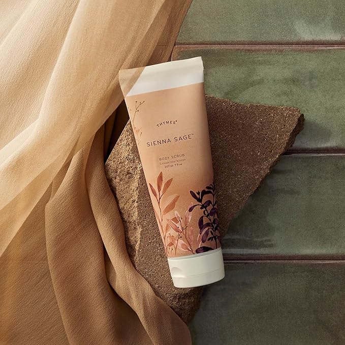 Thymes Sienna Sage Body Scrub - Body Exfoliator for Skin Care Routine - Moisturizing and Exfoliating Body Scrub, Face Scrub, Foot Scrub (7 Fl oz)