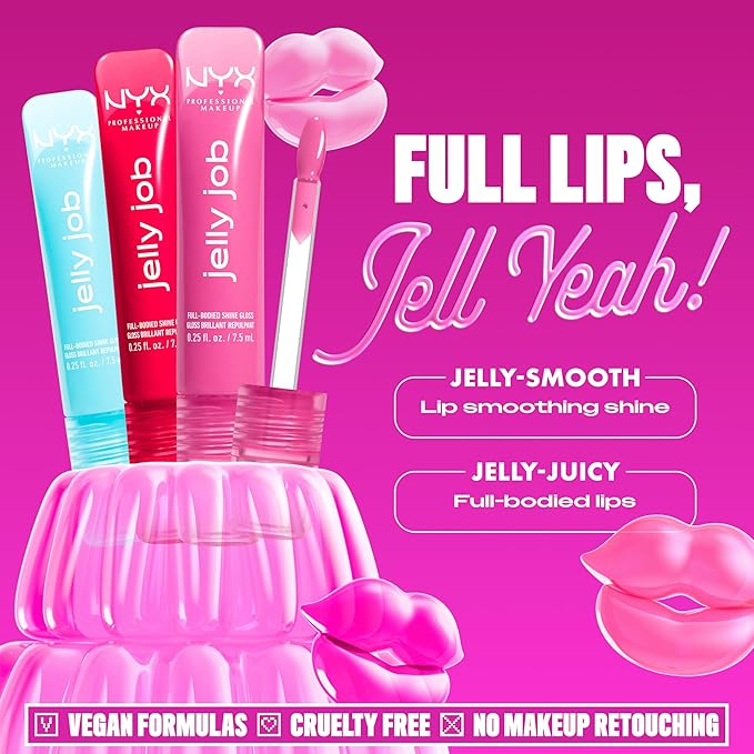 NYX PROFESSIONAL MAKEUP Jelly Job Lip Gloss, Lip Tint Gloss with Full-Bodied, Smoothing, and Hyper-Glossy Shine - Jellybean (Chocolate Brown)