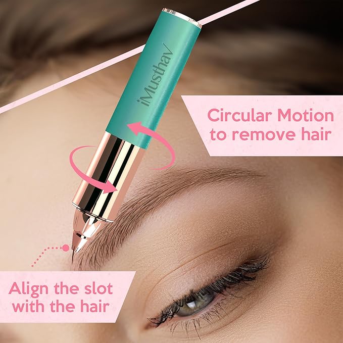 iMusthav Eyebrow Hair Remover for Women | 18K Gold-Plated Head | 360° LED Light Portable Painless Epilator