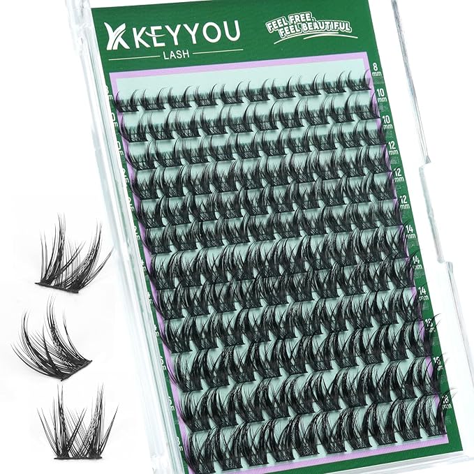 KEYYOU LASH Lash Clusters Manga Lashes 8-18mm C Curl Wispy Eyelash Clusters Ultra-Thin Natural Lashes Cluster with Spike Eyelash Extensions 120pcs Fairy False Eyelashes individual at home（F04，8-18mm）
