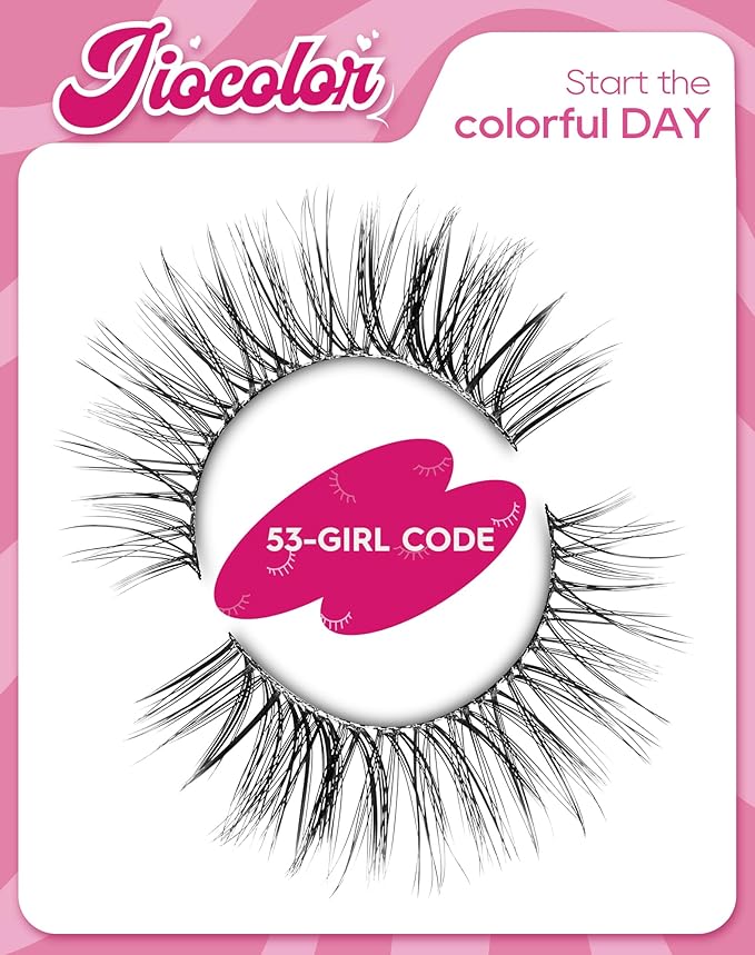 Natural Cat Eye Lashes Wispy Eyelashes 10mm Fluffy Fake Lashes that Look Like Extensions 3D C Curl Simple False Lashes 53-GIRL CODE