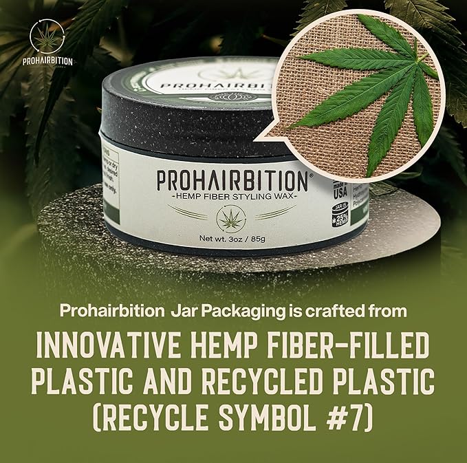 PROHAIRBITION Hemp Fiber Hair Wax Strong Hold Matte Finish – Non-Greasy and Long Lasting Hemp Infused Styling Wax for Healthier Hair- No Paraben Vegan Friendly Formula in Sustainable Packaging