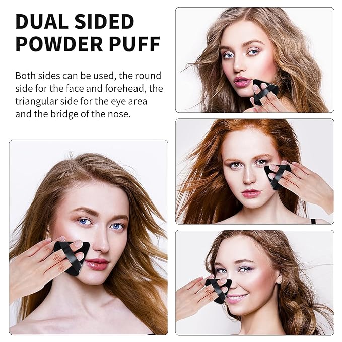 2 Pcs Powder Puffs for Face Powder Triangle Powder Puff, Face Makeup Tools for Applying Loose or Pressed Powders, Fit Easily and Softly to Face 1208
