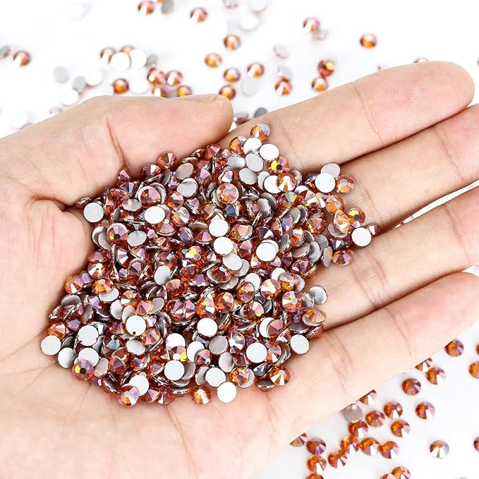 Novani Rhinestones 1440Pcs Flatback Crystal Round Loose Gemstones Glass Rhinestones for Crafts Makeup Nail Art Clothes Shoes DIY Decorations(SS12, 3.0-3.2mm,Amber)