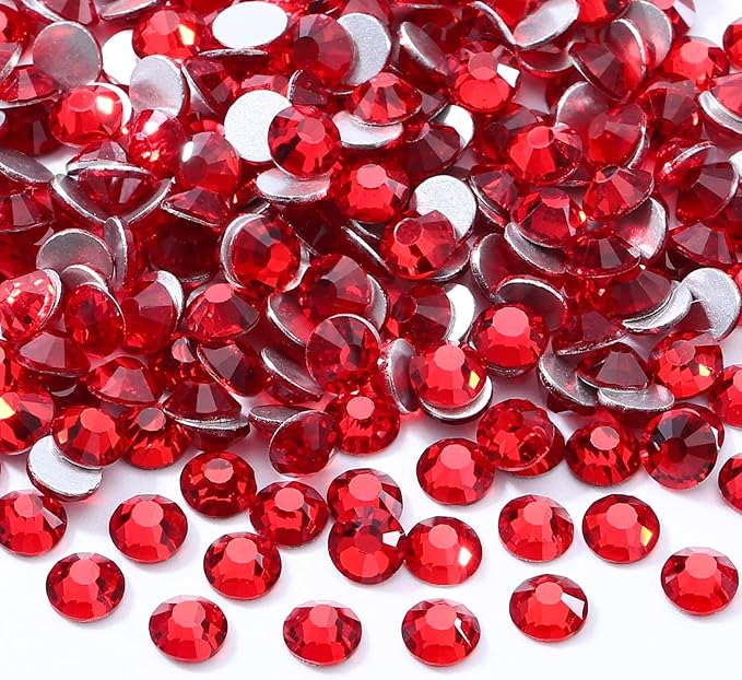 Meibite Red Flatback Rhinestones, Glass Rhinestones for Nail Art and Craft, Glue Fix, Loose Crystal Gemstones(Red, SS20, 2880pcs, 4.6-4.8mm)