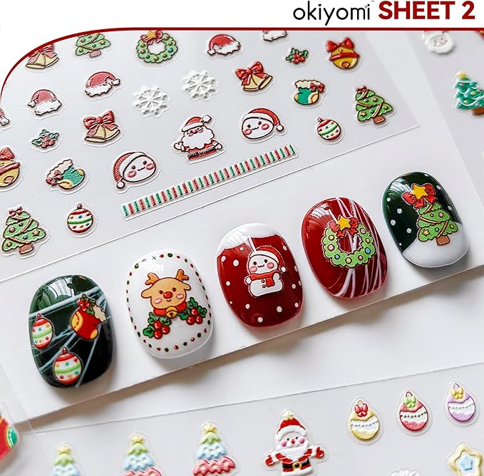 4 Sheets of 3D Christmas Nail Stickers - 258 Cute Nail Decals - Embossed Kawaii Nail Stickers for Kids | Cute Holiday Theme - Santa, Reindeer, Snowman, Gifts, Candy Cane | Glow in The Dark