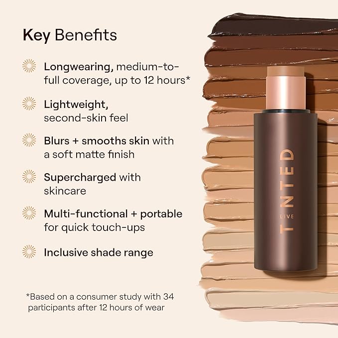 Live Tinted HUESTICK Complexion Stick - Medium-to-Full Buildable Coverage - Soft Matte Finish - Multitasking Makeup Stick - Lightweight, Creamy Formula - Shade 10