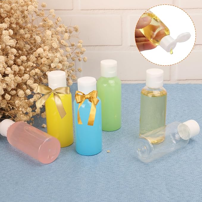 KUKLIPJIM 100 Pack 2 oz Plastic Bottles with Caps, Clear Empty Bottles, flip top Bottles for Lotion and Shampoo, Travel-Friendly Bottles, BPA-Free for Liquids and Personal Care