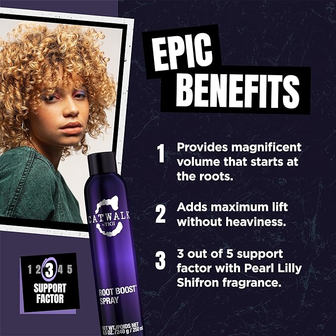 Catwalk TIGI Root Boost Spray Foam - Directional Mousse for All Hair Types - For Lift & Texture - For All Hair Types - Finish on Wet Hair & Blow Dry - Premium Hair Care Products - 8.5 oz (3 Pack)