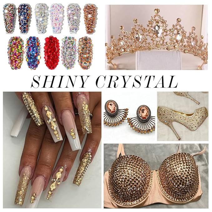 1440Pcs Champagne Crystal Rhinestones,Glass Flatback Rhinestones Gemstones for Nail Face Makeup Art Crafts Clothes Decoration -(SS16,4.0mm,Champagne)