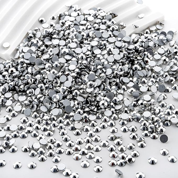 MEIBITE Flatback Rhinestones Bulk, 2880PCS Silver Rhinestones for Clothes DIY Decoration Crafts, Silver, SS30, 6.3-6.5mm