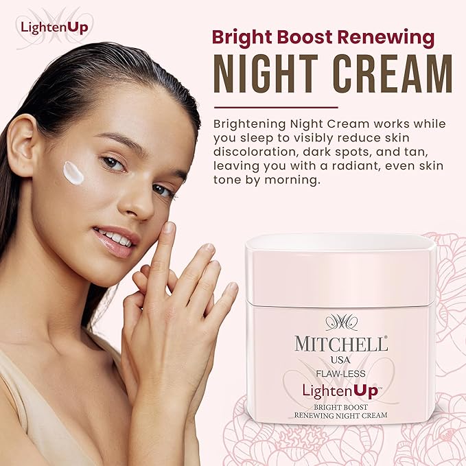 Lighten Up Flaw-Less Bright Boost Renewing Night Cream - 50g - Deeply Moisturizing, Evens Tone, Boosts Radiance, Smooths Texture - Brightening Face Cream For All Skin Types with Imperial Peony