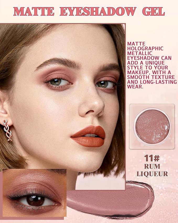 Matte Single Eyeshadow Palette, Brown Creamy Highly Pigmented Eye Shadow, Long-Lasting Blendable Waterproof Eyeshadow, Lightweight Eye Shadow Makeup Palette Christmas Party Gift for Women Girls-11