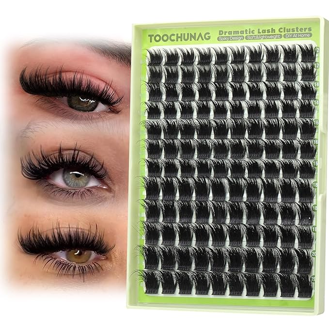 Spiky Lash Clusters 300D Fluffy Eyelash Clusters 12-20mm Volume Cluster Eyelash Extensions D Curly Mink Individual Cluster Lashes with Spikes for DIY Manga Lash Extension by TOOCHUNAG
