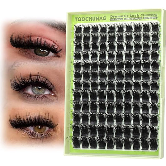 Spiky Lash Clusters 300D Fluffy Eyelash Clusters 12-20mm Volume Cluster Eyelash Extensions D Curly Mink Individual Cluster Lashes with Spikes for DIY Manga Lash Extension by TOOCHUNAG