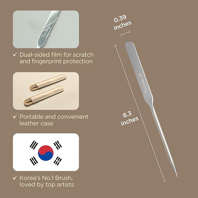 Piccasso Brush Korean Foundation Spatula – Professional Stainless Steel Makeup Tool for Thin, Seamless Foundation & Cream Blending (Spatula Set)